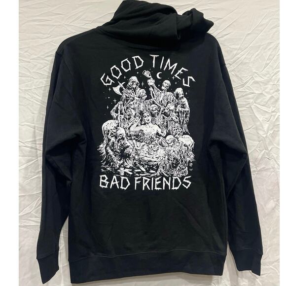 Lurking Class Graphic Print Hoodie Sweatshirt Good Times Bad Friends Men’s Med - Picture 4 of 6